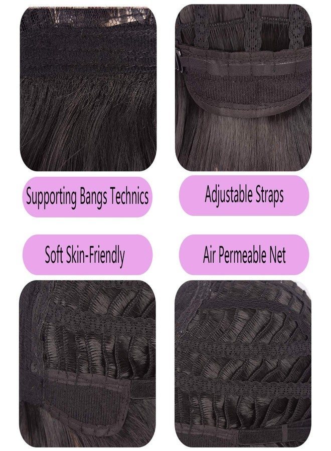 ويكين شعر مستعار قصير أسود من ويكن مع غرة، شعر مستعار قصير للنساء ذوات البشرة السمراء والبيضاء، مناسب للاستخدام اليومي والحفلات والتنكر والهالوين، شعر مستعار صناعي كامل بطول 11 بوصة - Image 4